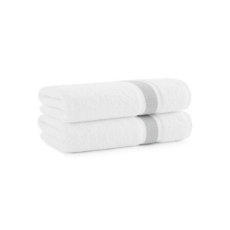 Monarch Brands Aegean Recycled Bath Towels 30in x 60in - Stripe, Light Gray, 2PK P-BT-RT-3060-LG